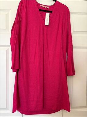 Soft Surroundings Hot Pink V-Neck Mini Dress